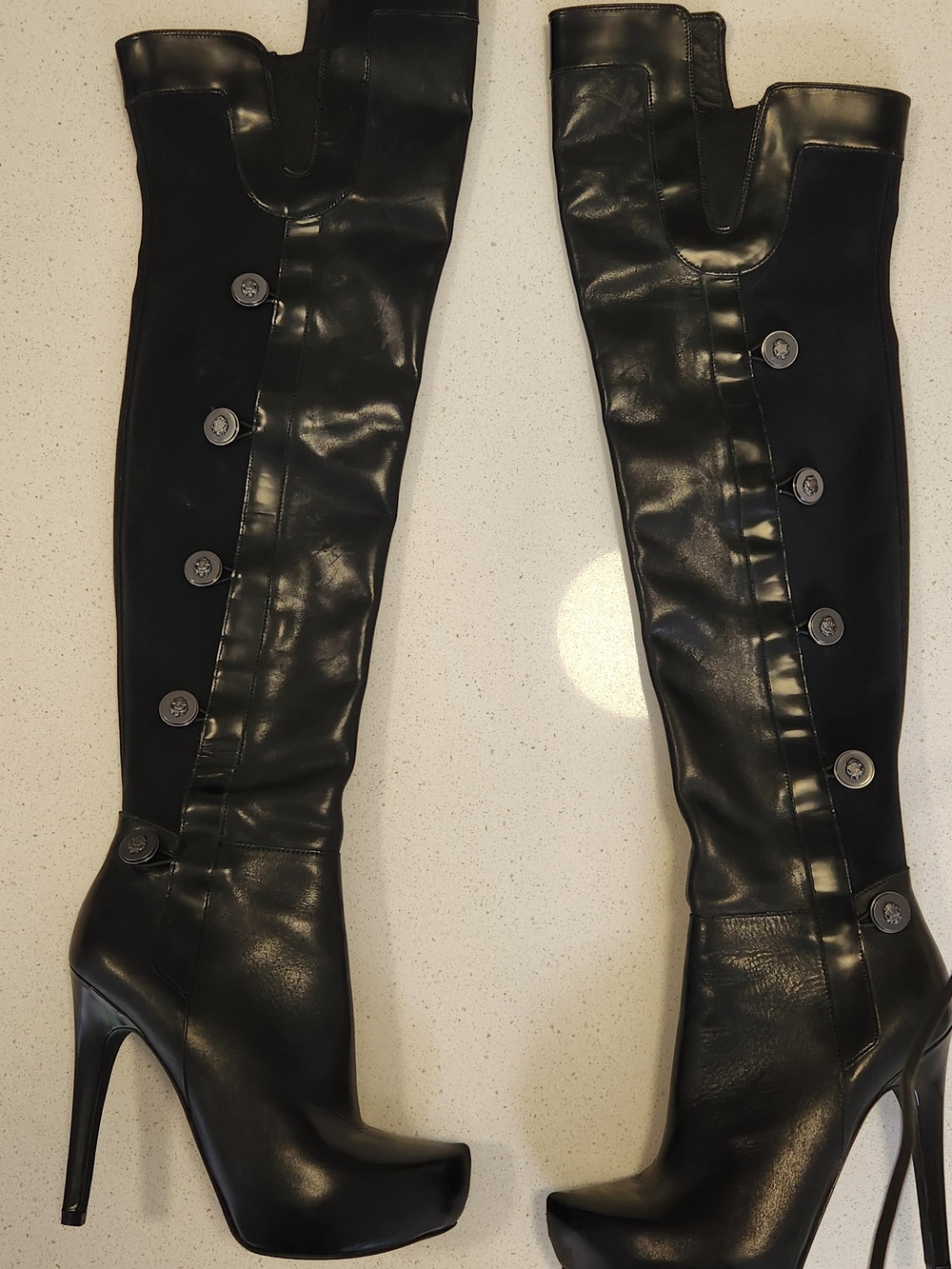 Marciano Black Over-the-Knee Platform Stiletto Boots Size 7.5 | EUC